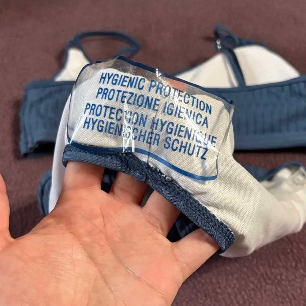 Blue Ribbed Bikini Set - Picture 3 of 4